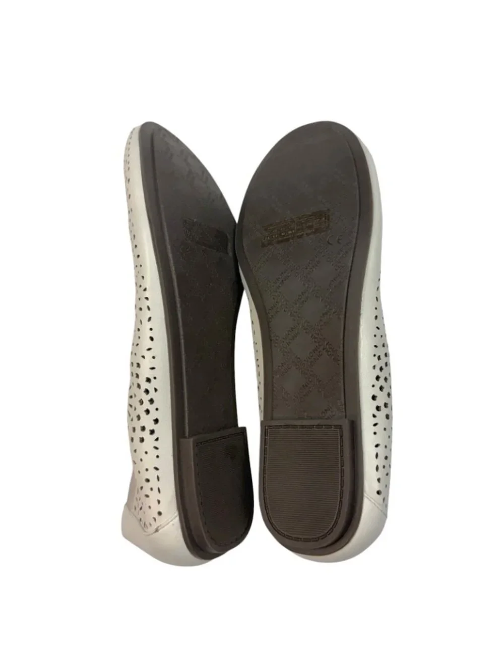 Vionic Robyn Ballet Flats Size 8.5 Perforated Napa Leather White Laser Cut Shoes